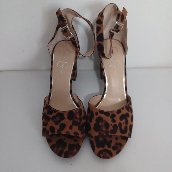 Jessica Simpson Platform Womens Heels Animal Fur Peep toe Ankle Strap Size 12 - Picture 1 of 7
